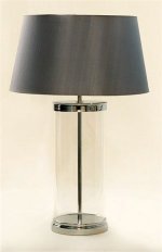 ALEXANDERS 38CM GLASS/CHROME CYLINDER LAMP